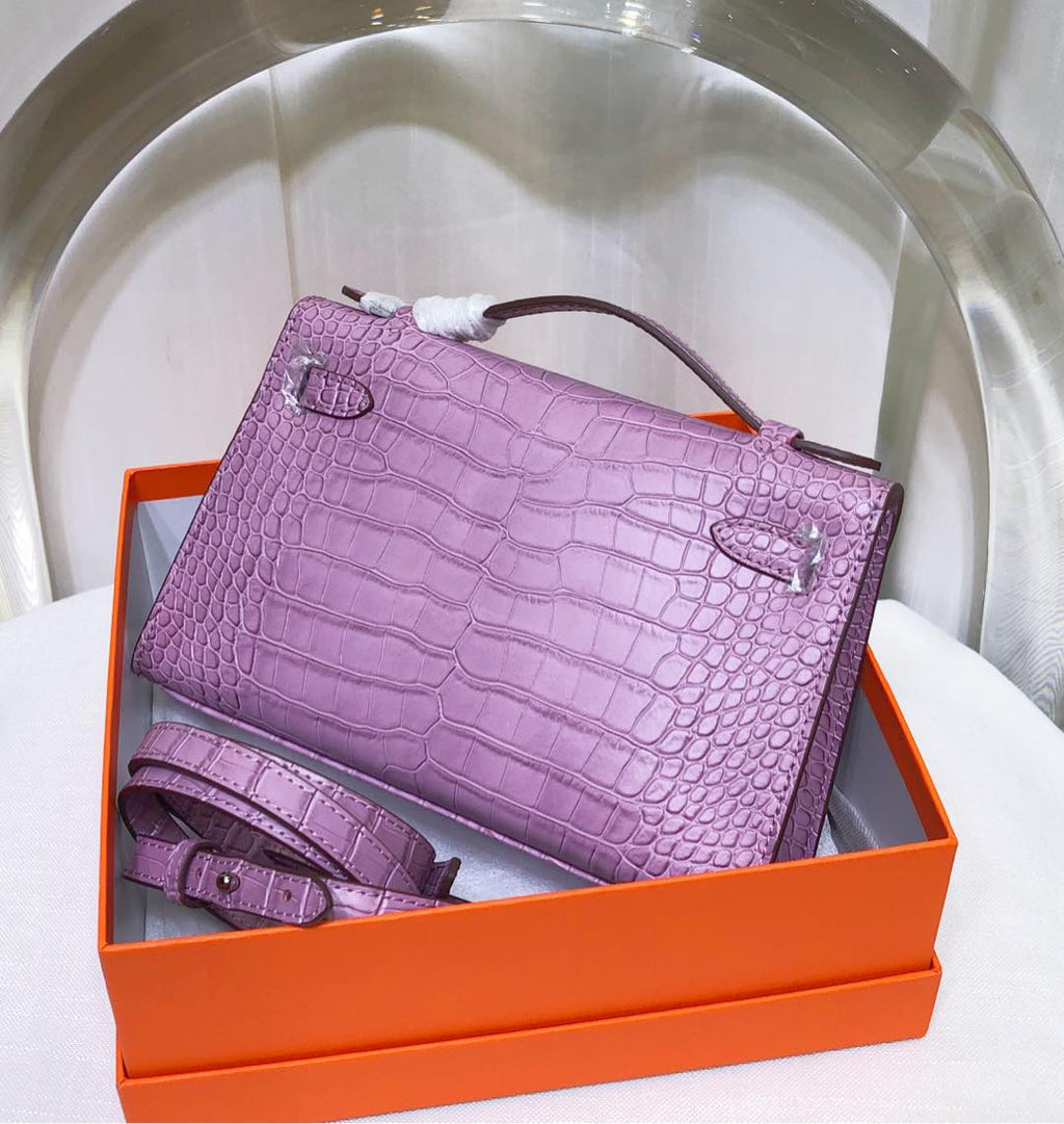 Shiny Croc Pattern Mini Clutch Crossbody Bag