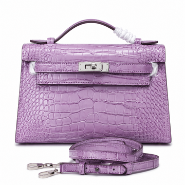 Shiny Croc Pattern Mini Clutch Crossbody Bag