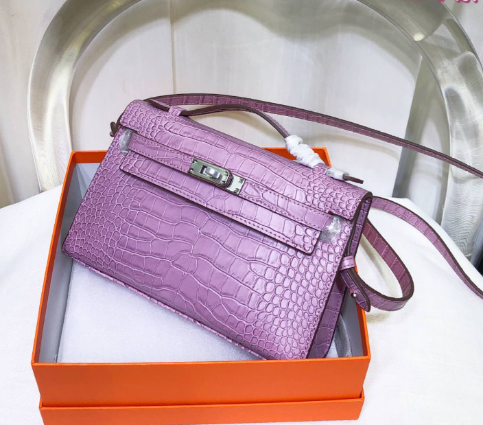 Shiny Croc Pattern Mini Clutch Crossbody Bag
