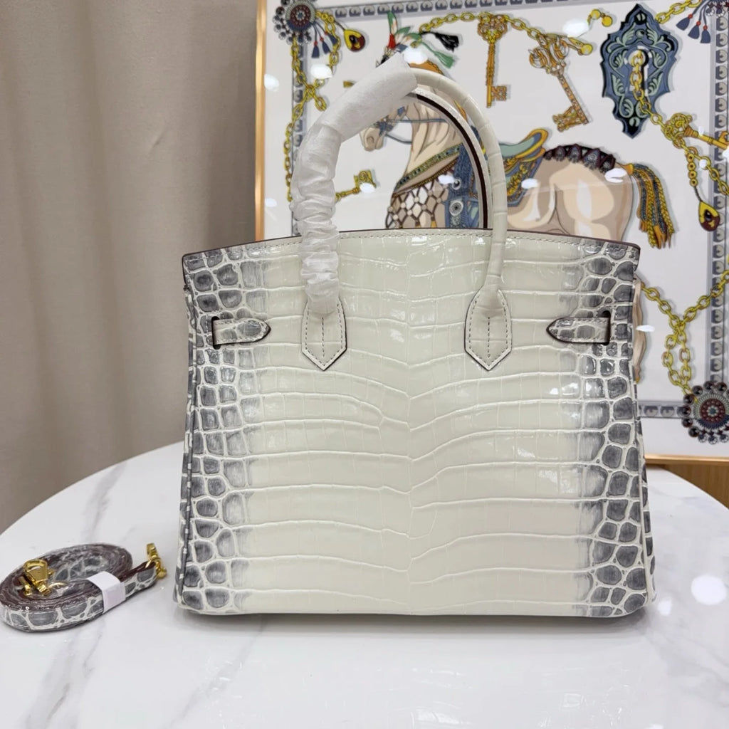 Gradient Croc Embossed Top Handle Handbag