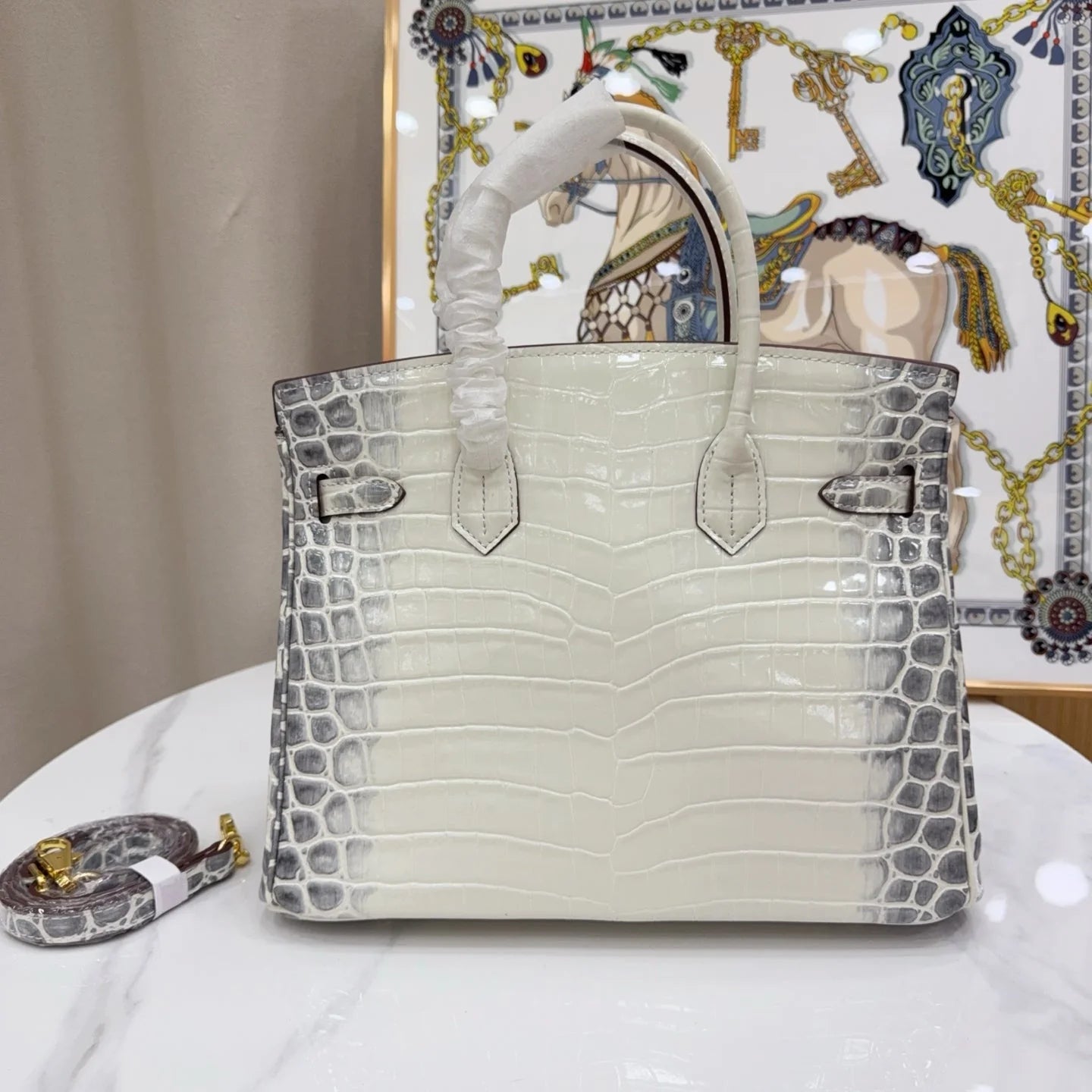 Gradient Croc Embossed Top Handle Handbag