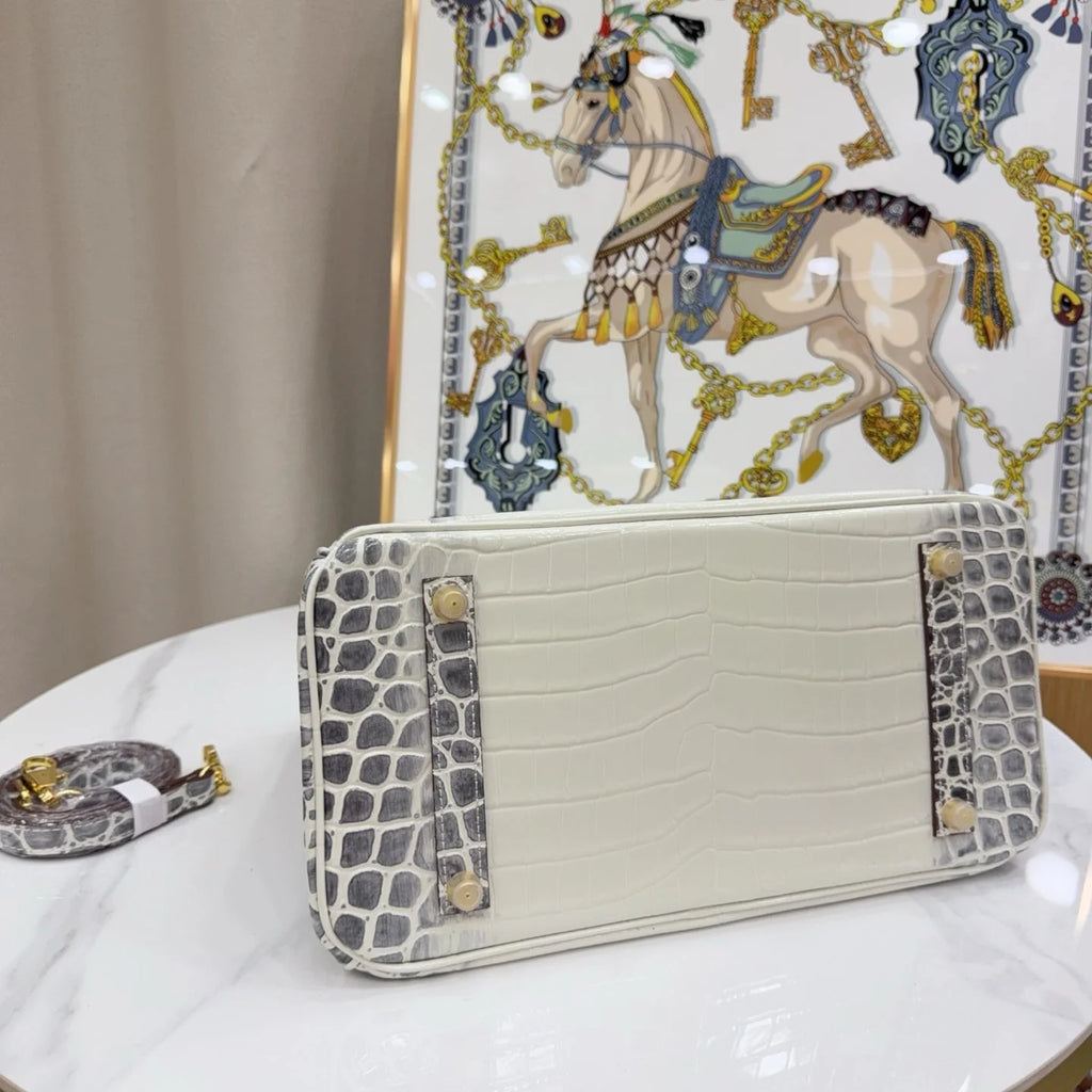 Gradient Croc Embossed Top Handle Handbag
