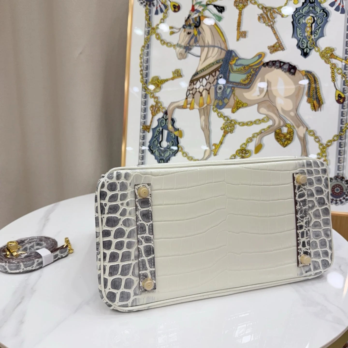 Gradient Croc Embossed Top Handle Handbag